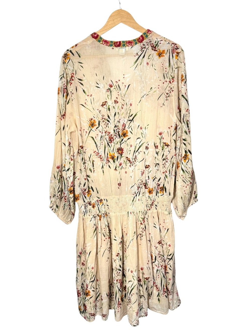New Sundance Embroidered Floral Bloom Drop waist Midi Everyday Dress SZ L - Picture 5 of 8